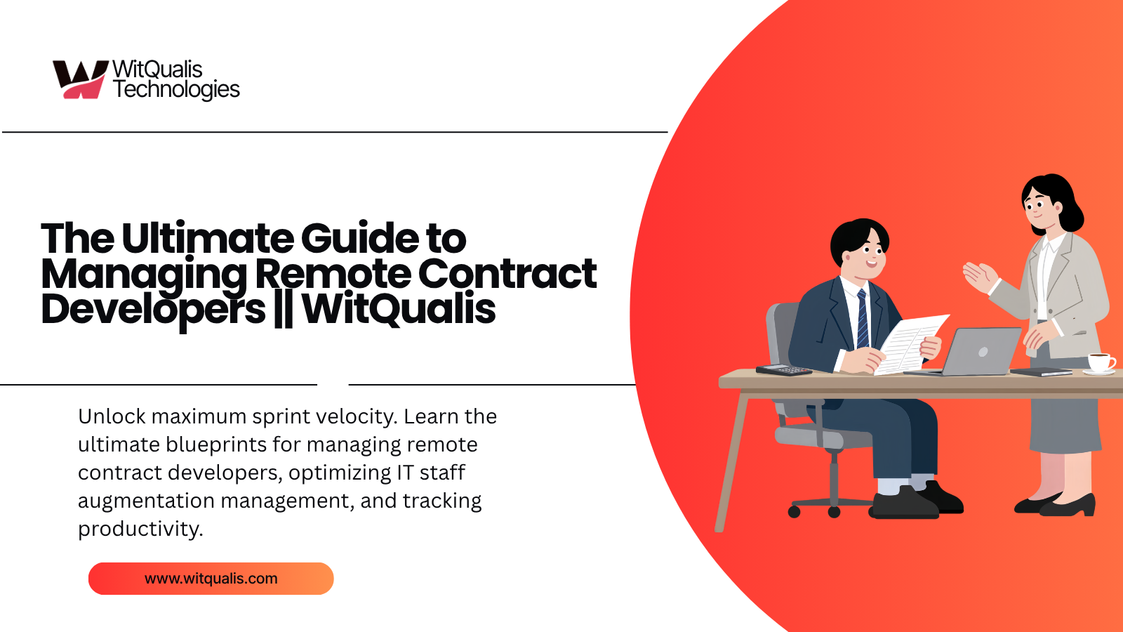 A comprehensive enterprise workflow infographic demonstrating how to manage remote contract developers using async tools, hybrid agile tracking, and secure onboarding steps.
